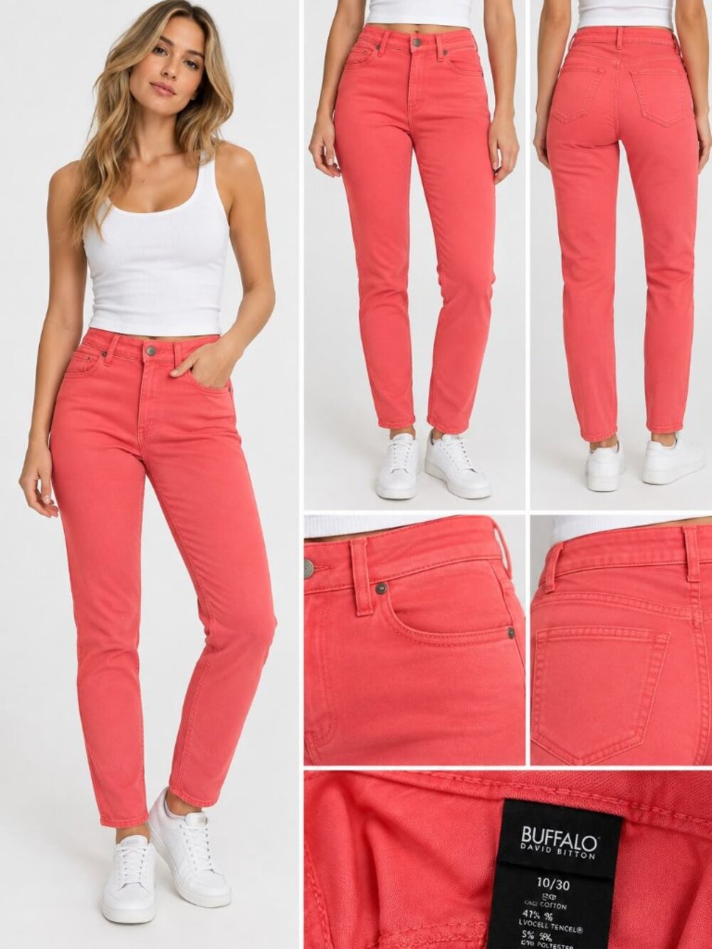 Buffalo David Bitton Havana High Rise Ankle Skinny Jeans Size 10/30 Coral